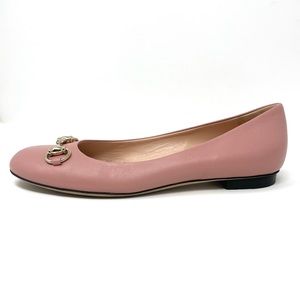 Gucci Horsebit Ballet Flats Pink Leather EU 39 US 9 Powder Pink